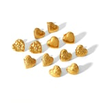 Gold color / 1 Pair Simple Sweet Style Heart Shape Stainless Steel  Gold Color Women's Stud Earrings Picture3